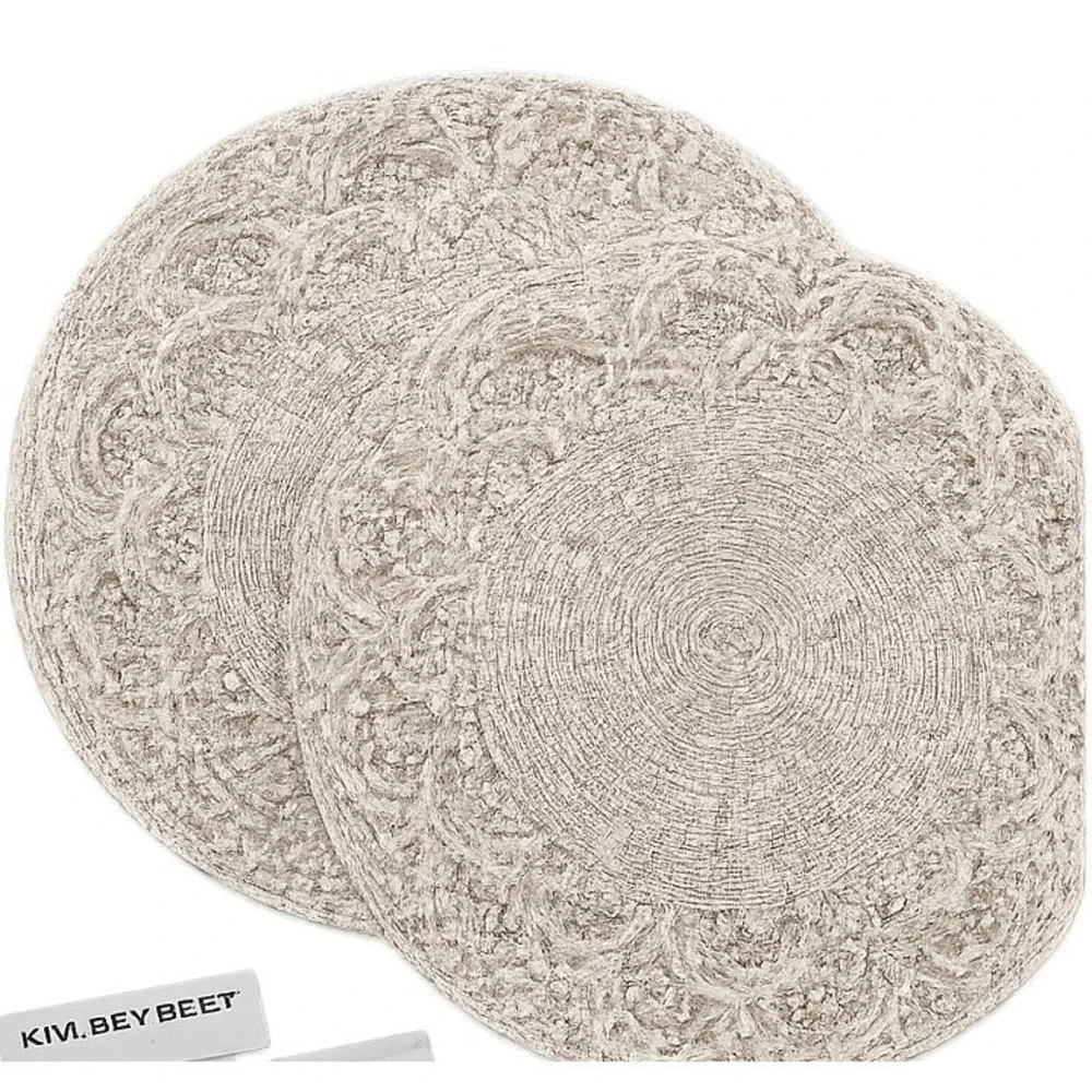 Kim Seybert Pair Glass Beaded Iridescent Placemat Extra Beads Retired New 457305